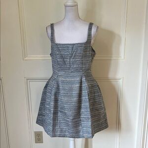 Anthropologie Blue and Silver Mini Dress